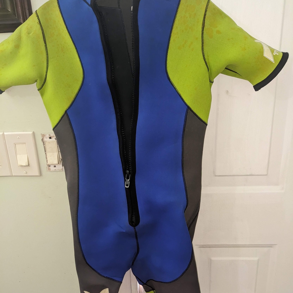 Blue and Green Short Sleeve Wetsuit